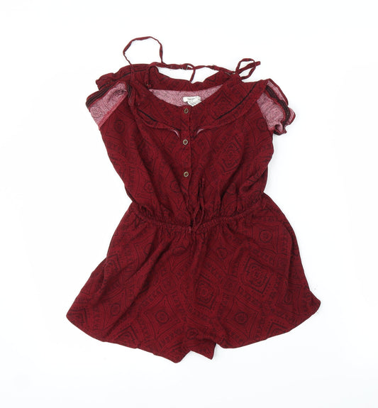 FOREVER 21 Womens Red Geometric  Romper One-Piece Size S