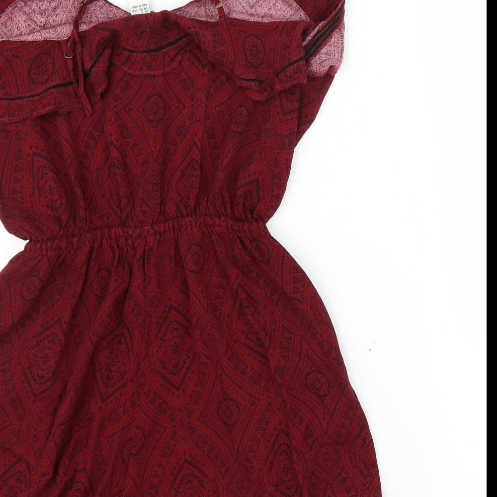 FOREVER 21 Womens Red Geometric  Romper One-Piece Size S