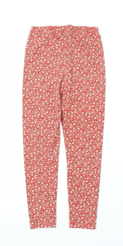 TU Girls Red Floral  Capri Trousers Size 9 Years