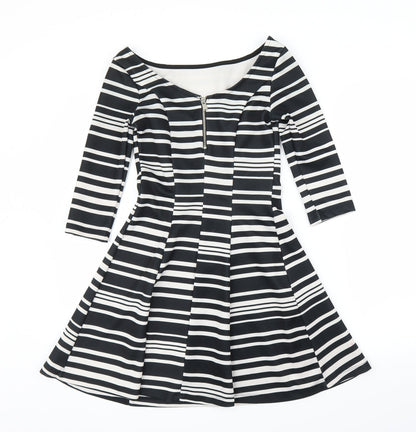 Stradivarius Womens Black Striped  Fit & Flare  Size S