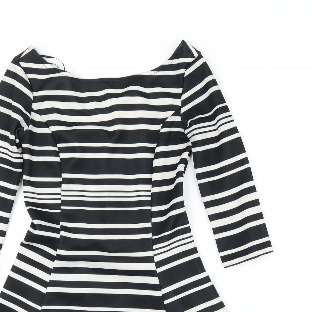 Stradivarius Womens Black Striped  Fit & Flare  Size S