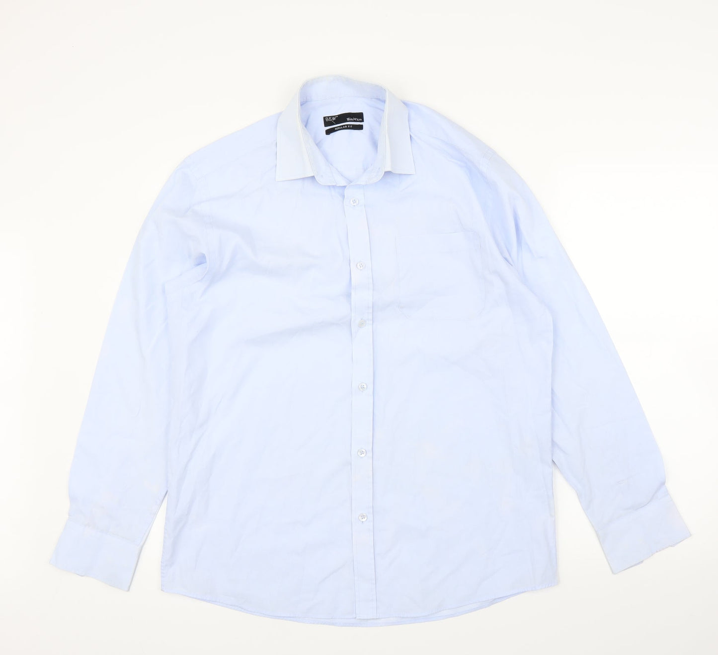 B&W Mens Blue    Button-Up Size 16