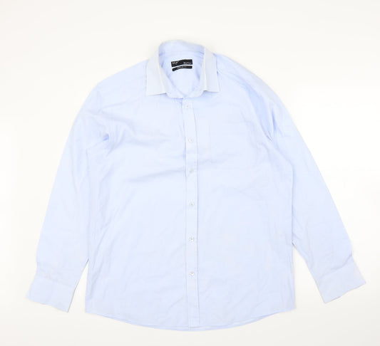 B&W Mens Blue    Button-Up Size 16