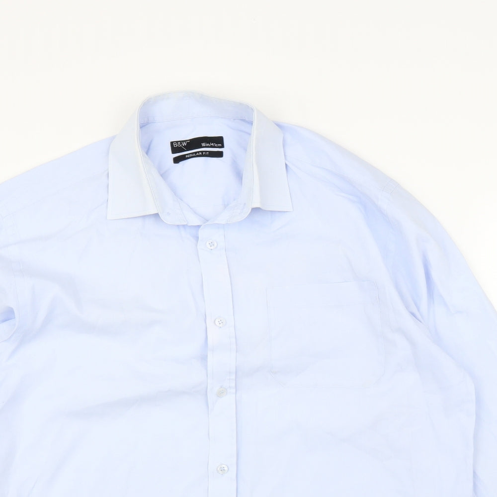 B&W Mens Blue    Button-Up Size 16