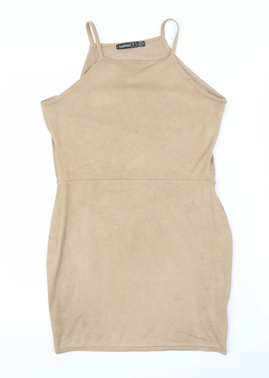 Boohoo Womens Beige   Sheath  Size 12