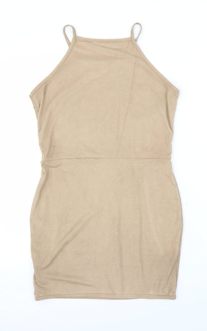 Boohoo Womens Beige   Sheath  Size 12