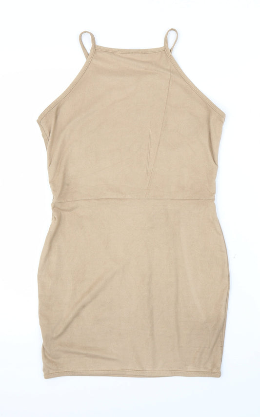 Boohoo Womens Beige   Sheath  Size 12