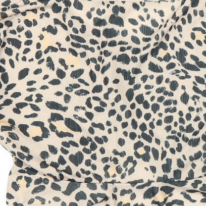 Boohoo Womens Beige Animal Print  Basic Blouse Size 12  - Leopard print