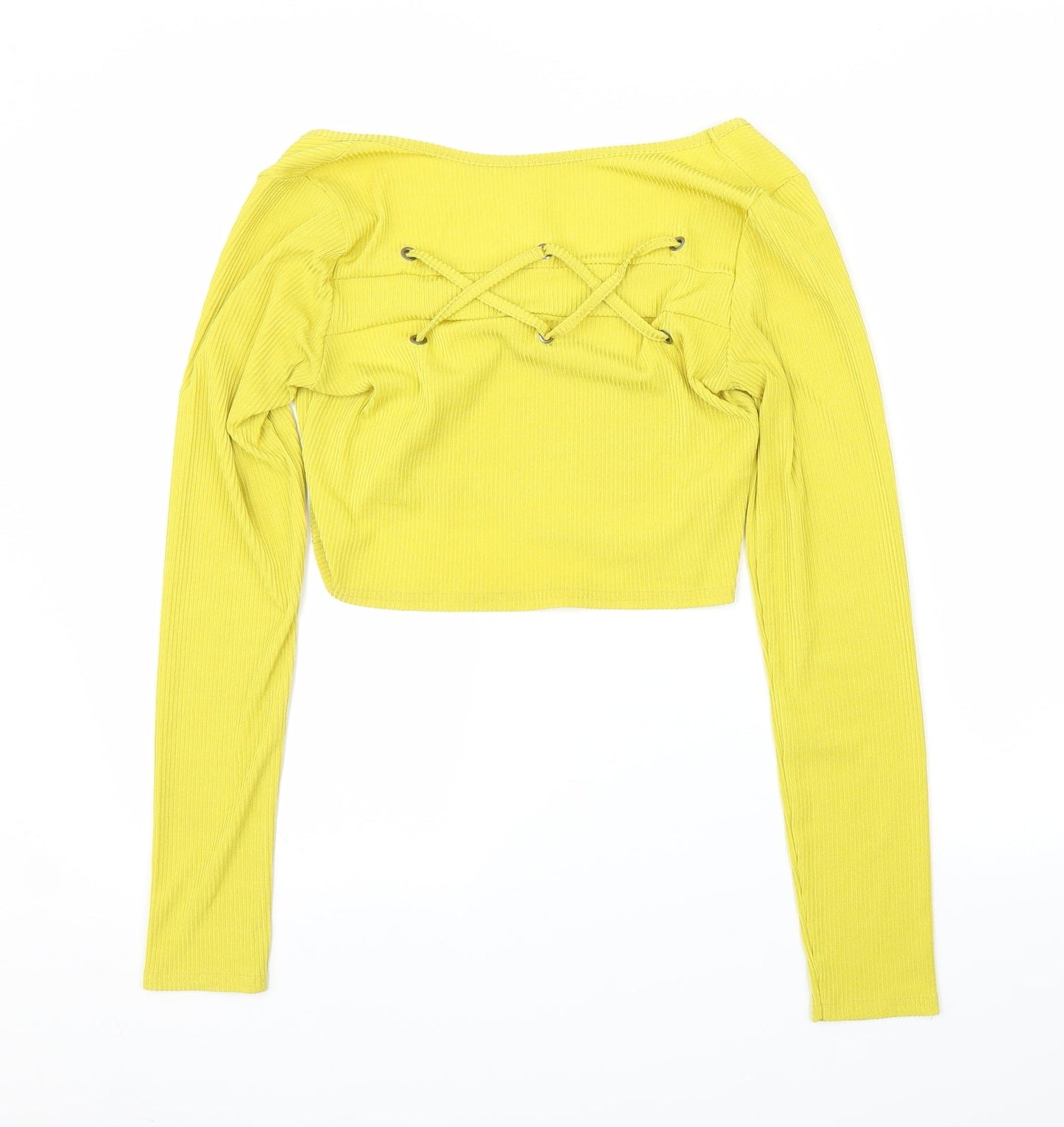 Boohoo Womens Yellow   Cropped Blouse Size 12