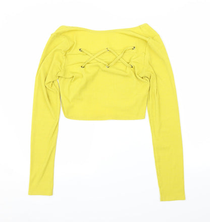 Boohoo Womens Yellow   Cropped Blouse Size 12