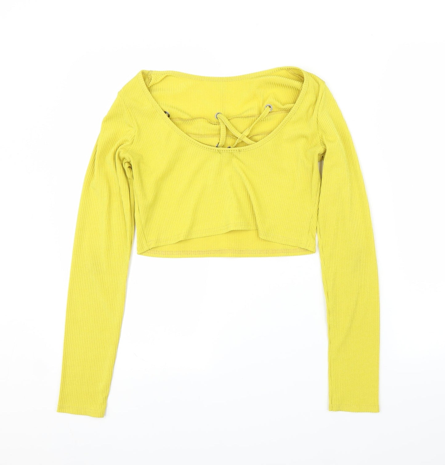 Boohoo Womens Yellow   Cropped Blouse Size 12