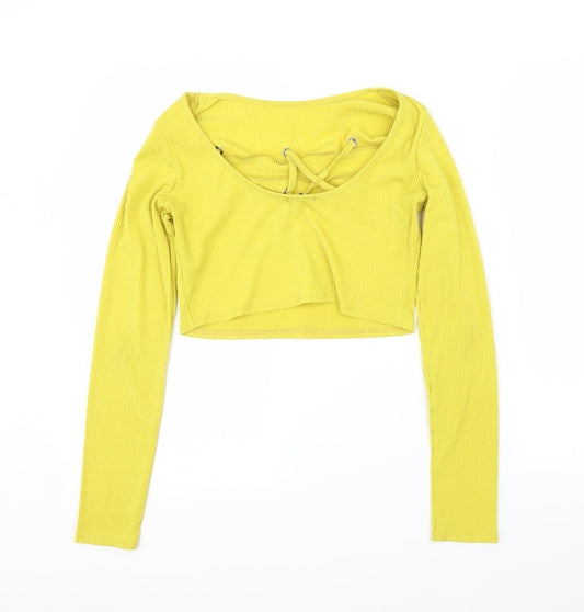 Boohoo Womens Yellow   Cropped Blouse Size 12