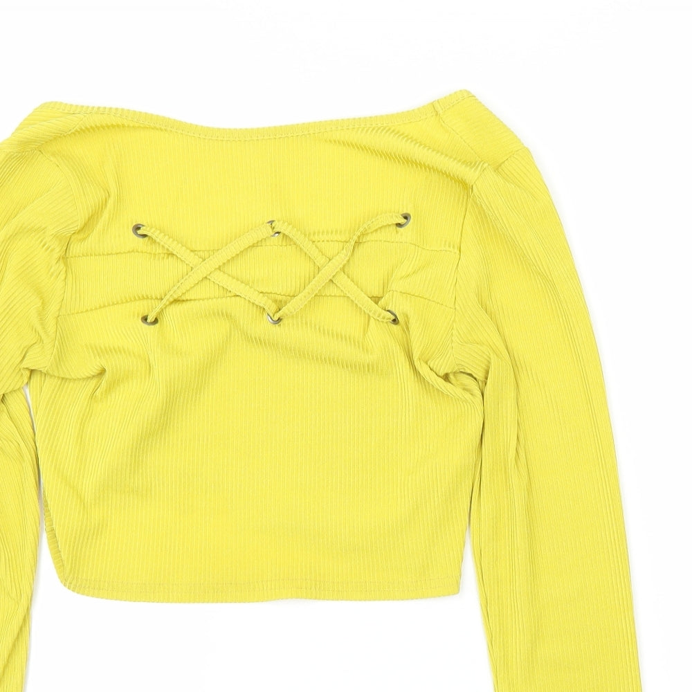 Boohoo Womens Yellow   Cropped Blouse Size 12