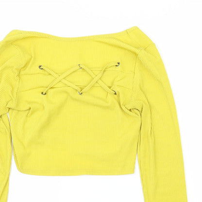 Boohoo Womens Yellow   Cropped Blouse Size 12