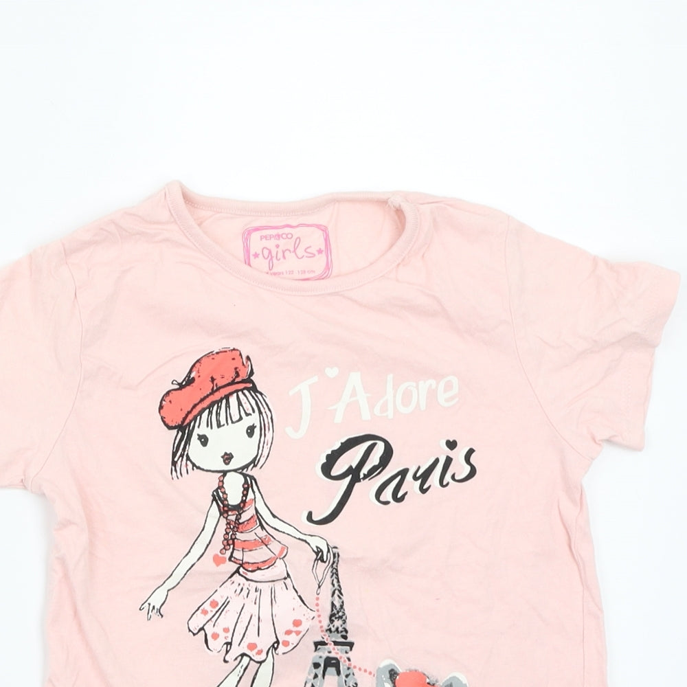 Pep&Co Girls Pink   Basic T-Shirt Size 7 Years