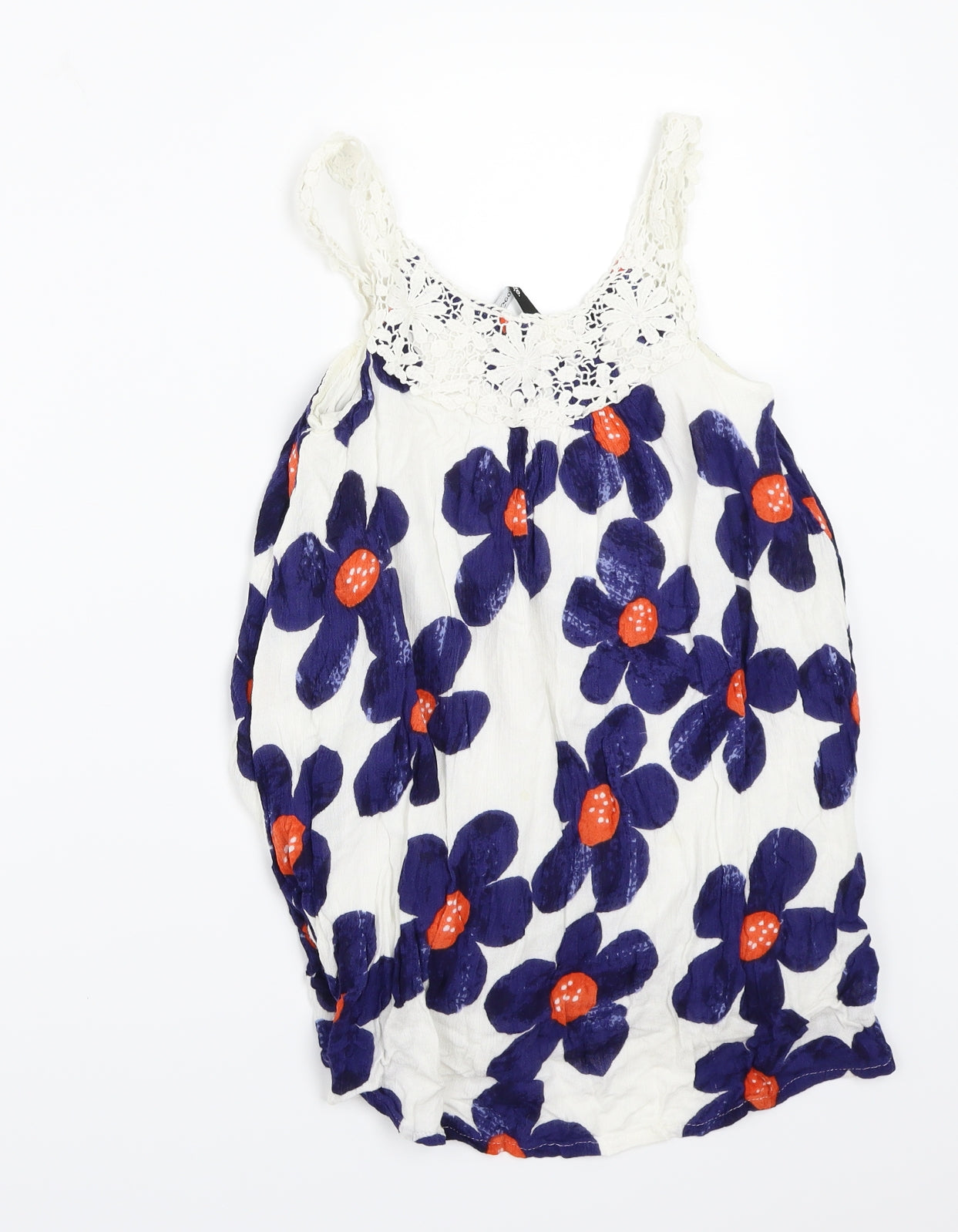 George Girls White Floral  Basic Tank Size 7-8 Years
