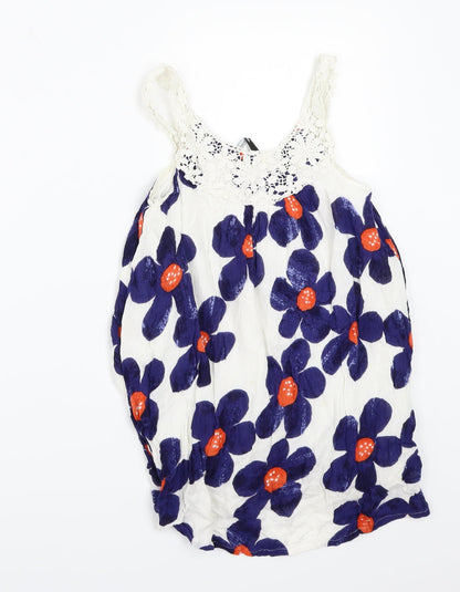 George Girls White Floral  Basic Tank Size 7-8 Years