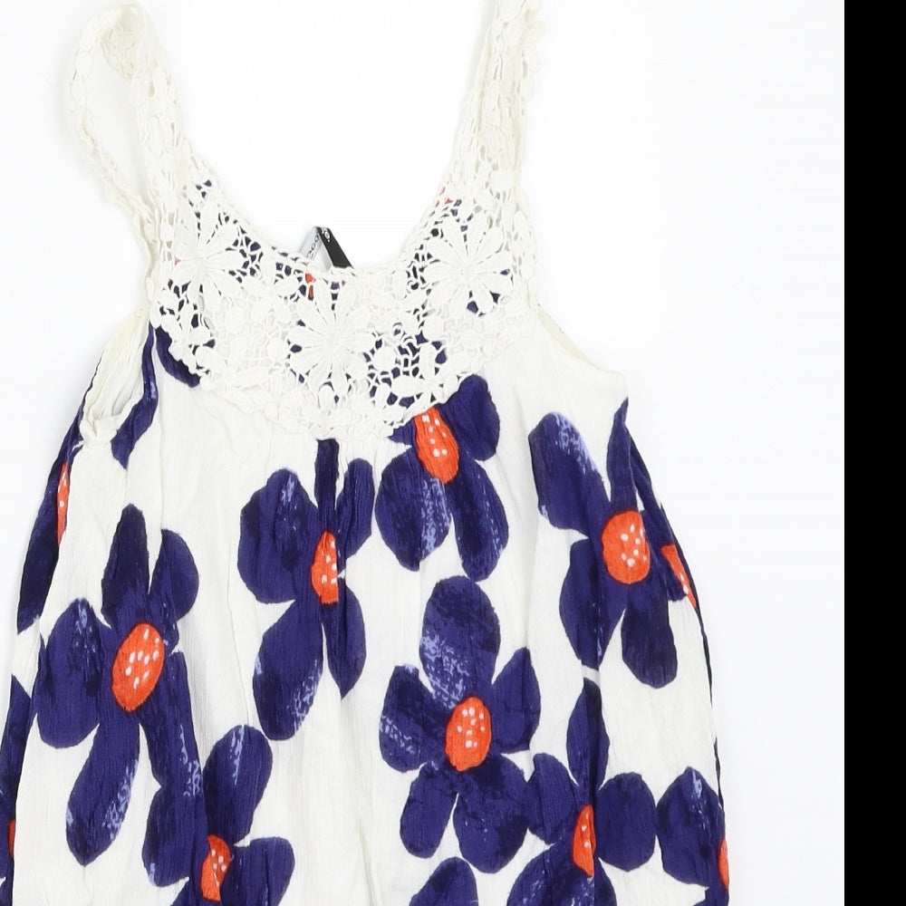 George Girls White Floral  Basic Tank Size 7-8 Years