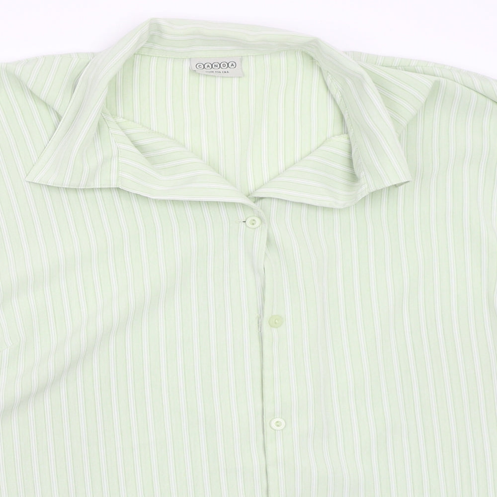Womens UK Size 2XL Canada Green Basic Button-Up