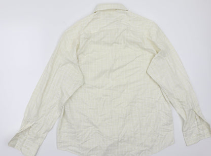 Mens UK Size 17 NEXT Yellow  Button-Up Long Sleeve Casual Shirt