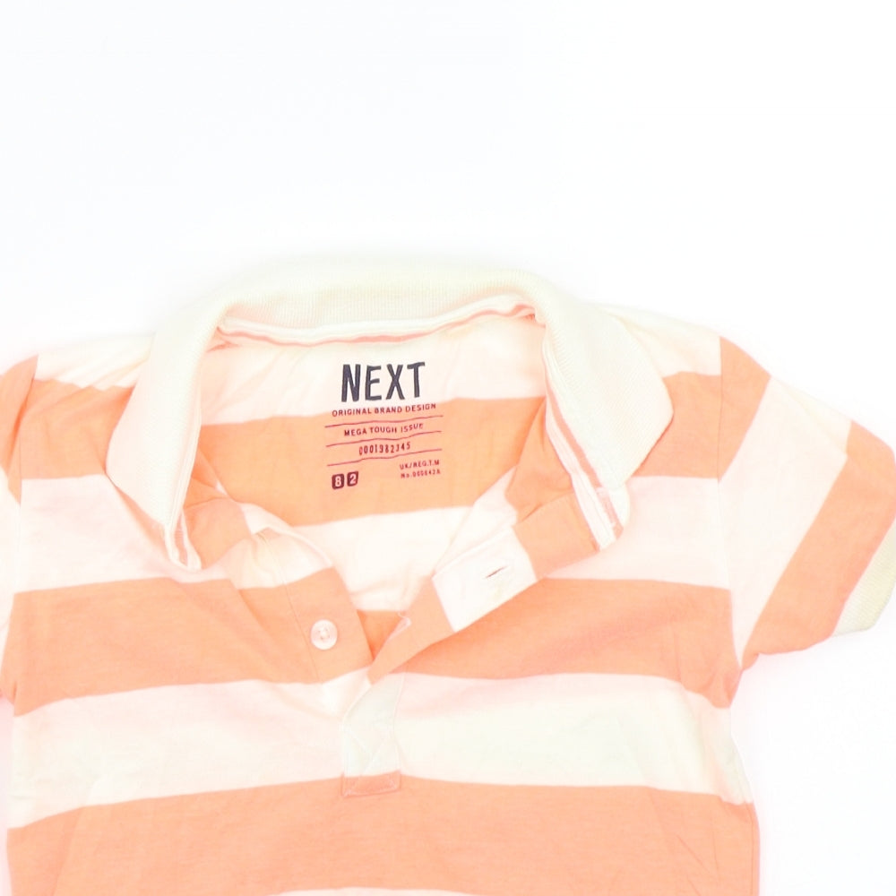 Next Girls Orange Striped  Basic Polo Size 3-4 Years