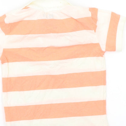 Next Girls Orange Striped  Basic Polo Size 3-4 Years