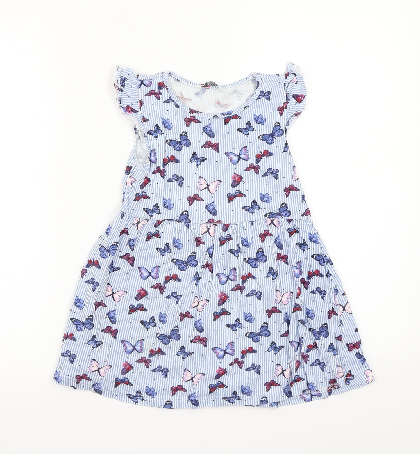 Marks and Spencer Girls White Striped  A-Line  Size 5-6 Years