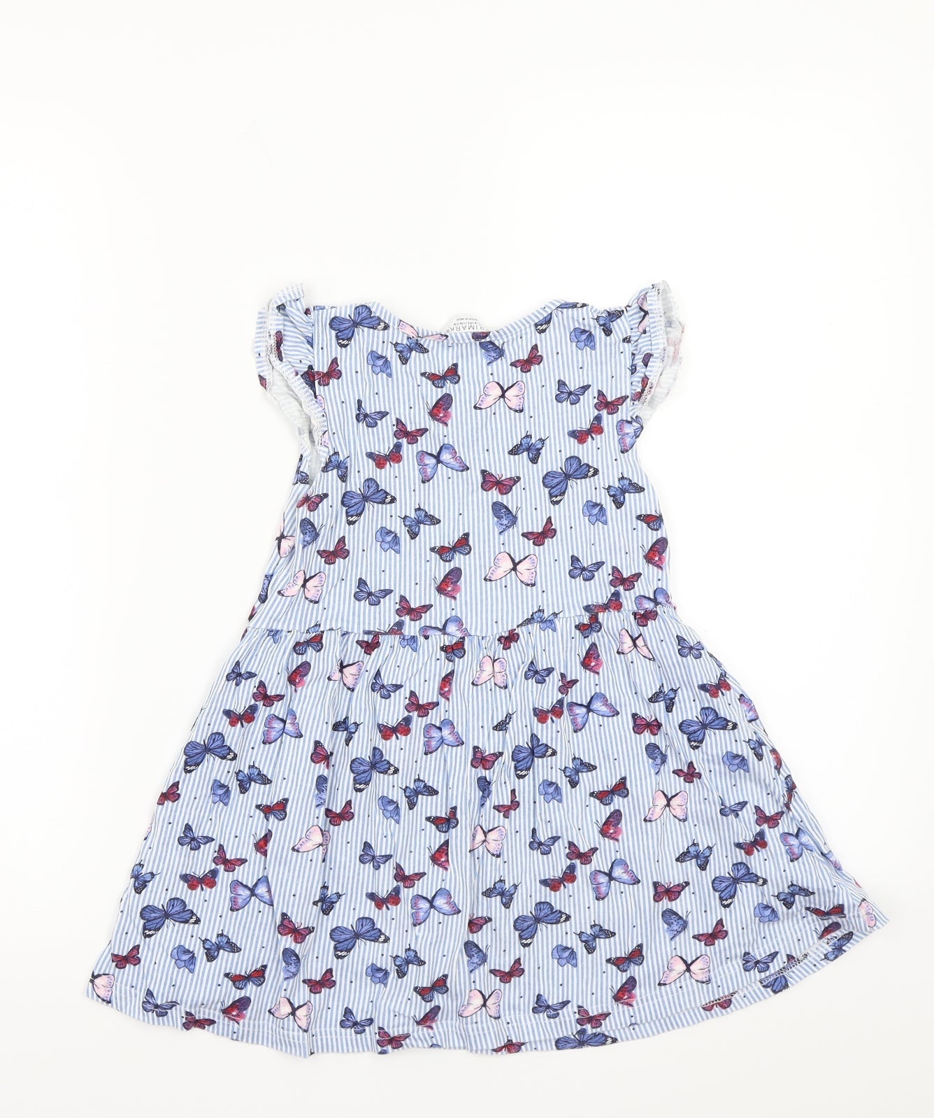Marks and Spencer Girls White Striped  A-Line  Size 5-6 Years