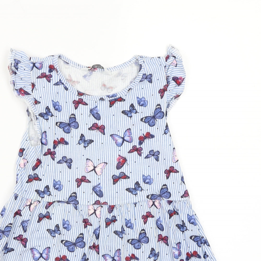 Marks and Spencer Girls White Striped  A-Line  Size 5-6 Years