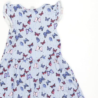 Marks and Spencer Girls White Striped  A-Line  Size 5-6 Years