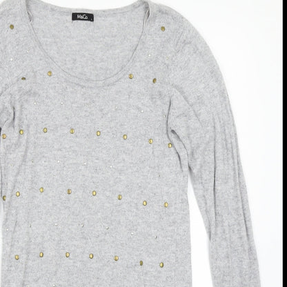 M&Co Womens Grey   Pullover Jumper Size L