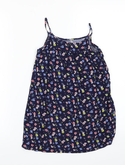 H&M Girls Blue Floral Canvas Basic T-Shirt Size 4 Years