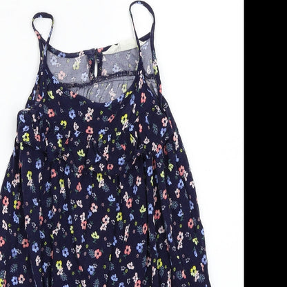 H&M Girls Blue Floral Canvas Basic T-Shirt Size 4 Years