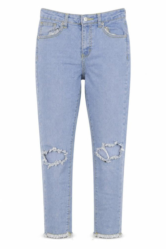 Womens UK Size 10 Boohoo Regular Fit Cropped Blue Jeans
