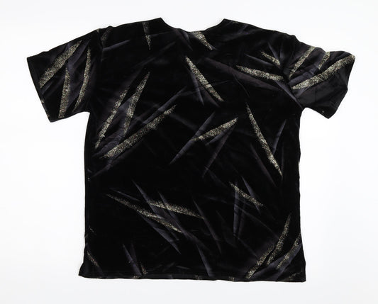 Charmell Womens Black  Velour Basic Blouse Size M