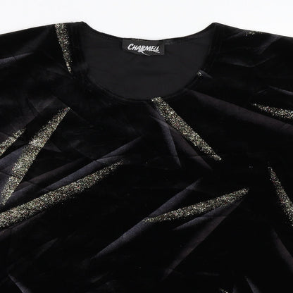 Charmell Womens Black  Velour Basic Blouse Size M
