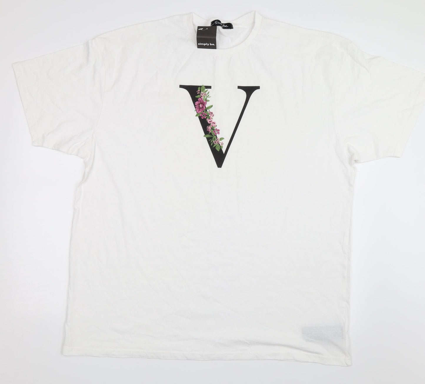 Womens UK Size M Simply Be White Basic T-Shirt