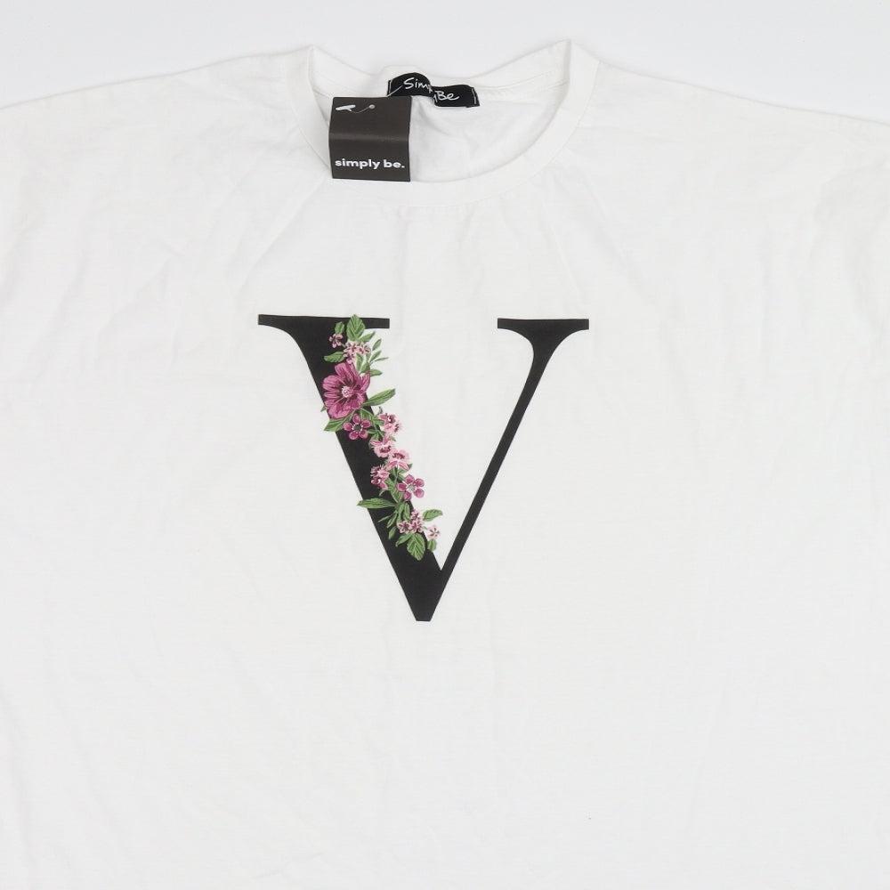 Womens UK Size M Simply Be White Basic T-Shirt