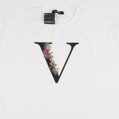 Womens UK Size M Simply Be White Basic T-Shirt