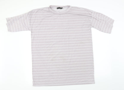 PRETTYLITTLETHING  Womens Green Striped  Basic T-Shirt Size 12