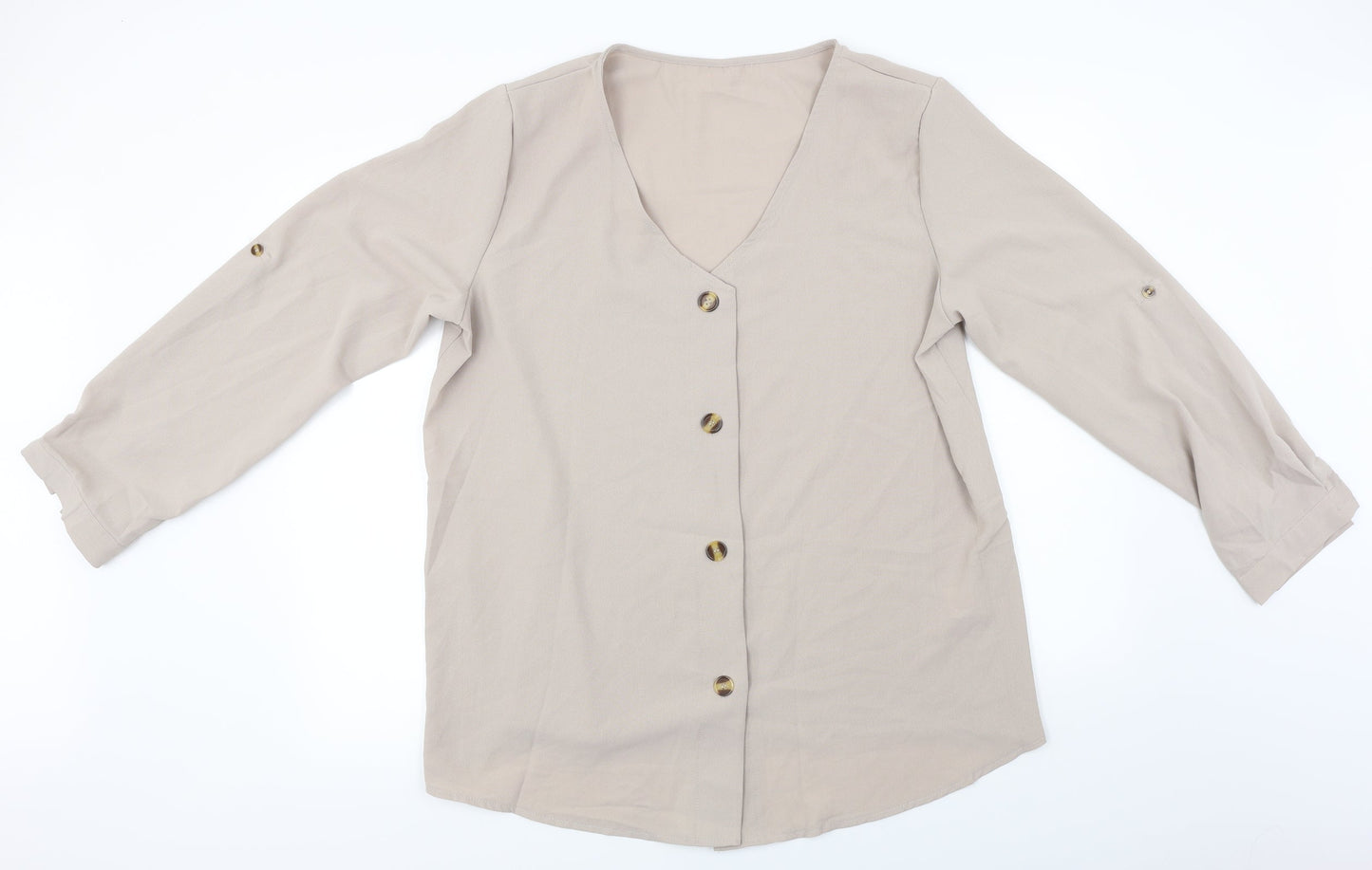 Womens UK Size 2XL Preworn Beige Basic Blouse