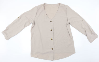 Womens UK Size 2XL Preworn Beige Basic Blouse