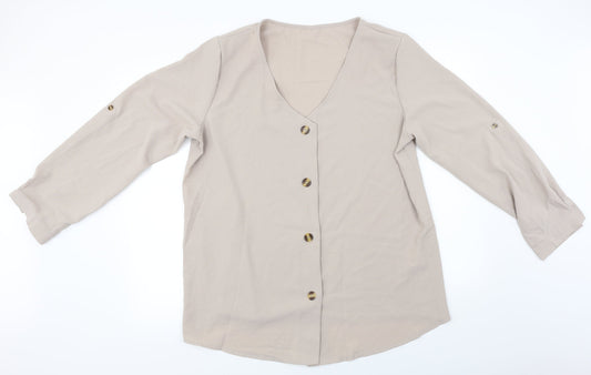 Womens UK Size 2XL Preworn Beige Basic Blouse