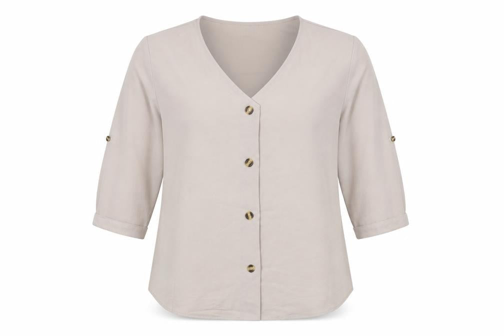 Womens UK Size 2XL Preworn Beige Basic Blouse
