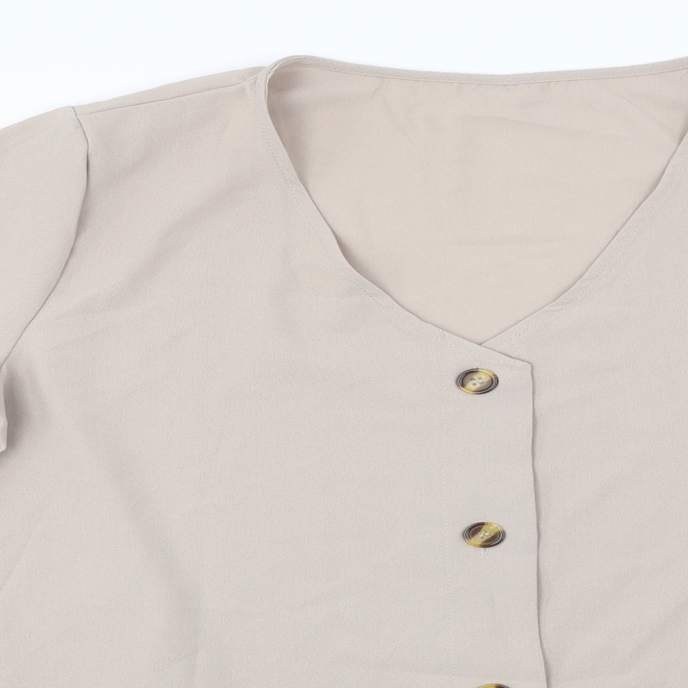 Womens UK Size 2XL Preworn Beige Basic Blouse
