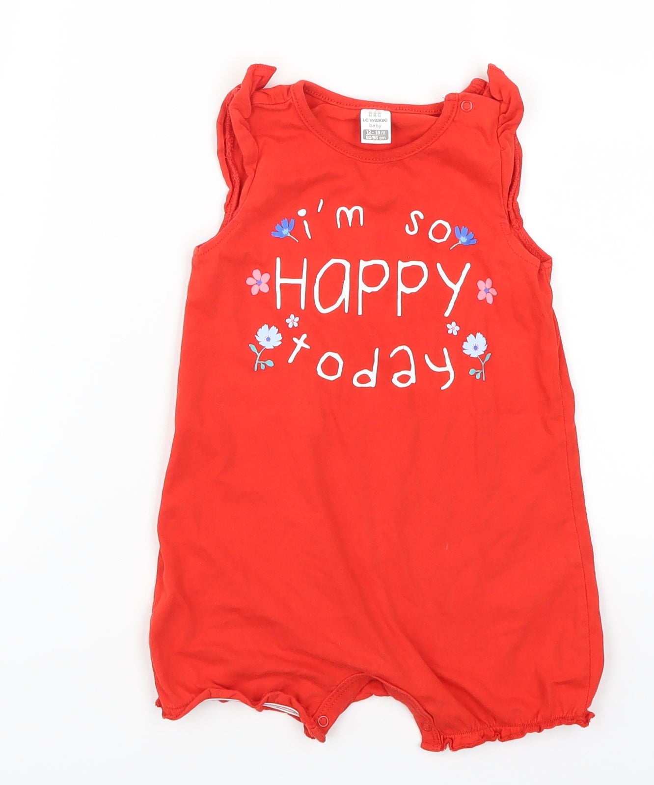 LC Waikiki Girls Red   Babygrow One-Piece Size 12-18 Months  - I'm So Happy Today