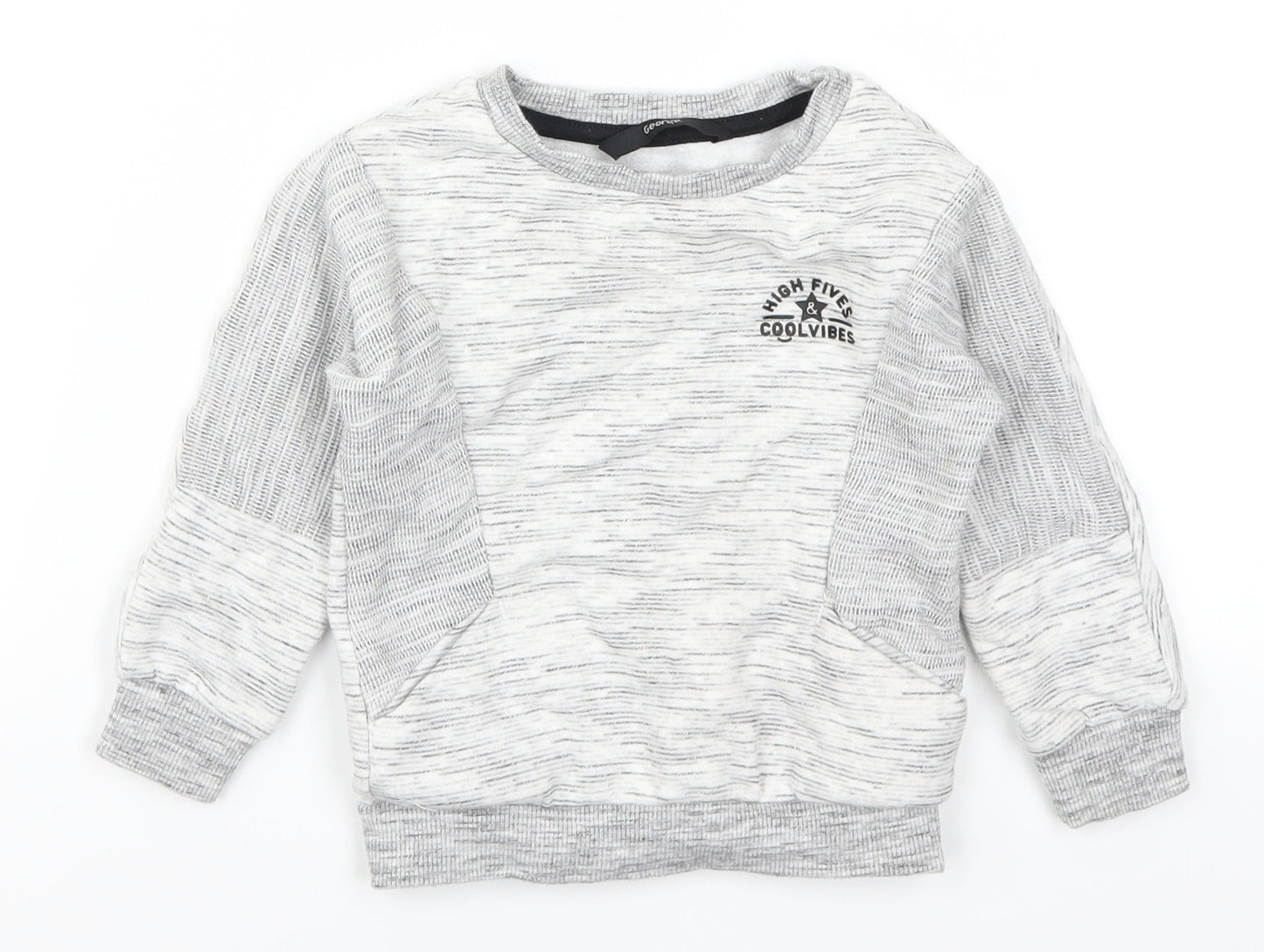 George Boys Grey   Basic T-Shirt Size 12-18 Months  - High Fives Cool Vibes