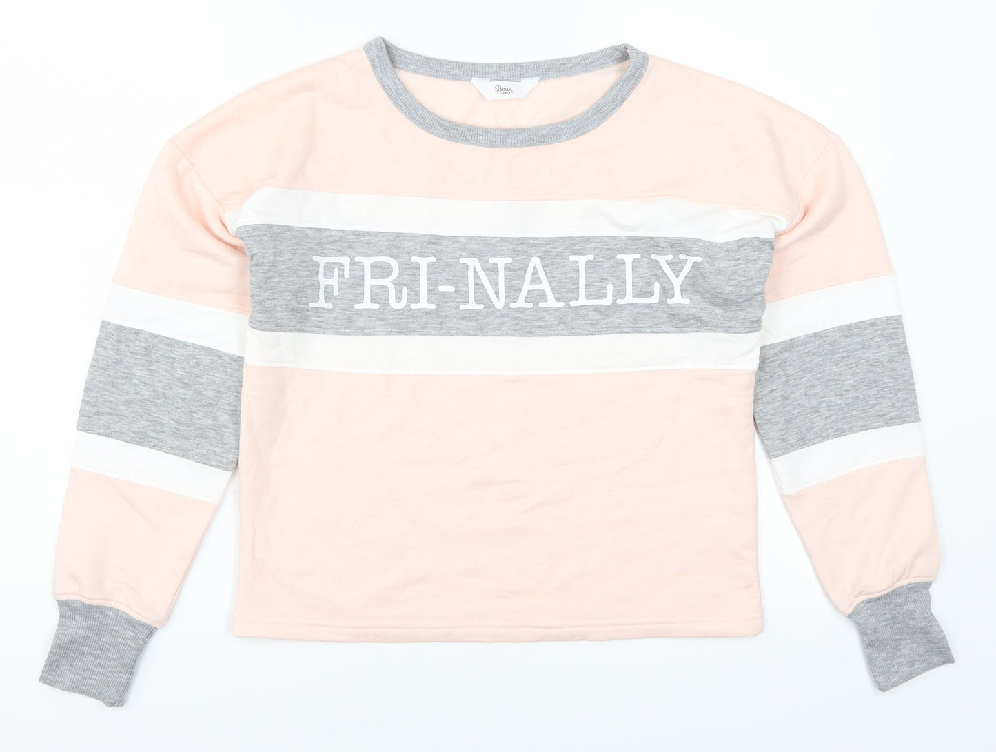 Boux Avenue Womens Pink Striped  Pullover Sweatshirt Size 8  - Fri-nally