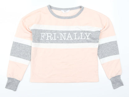 Boux Avenue Womens Pink Striped  Pullover Sweatshirt Size 8  - Fri-nally