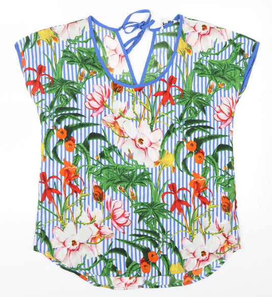 Pep&Co Womens Multicoloured Floral  Basic Blouse Size 12  - Blue Stripes